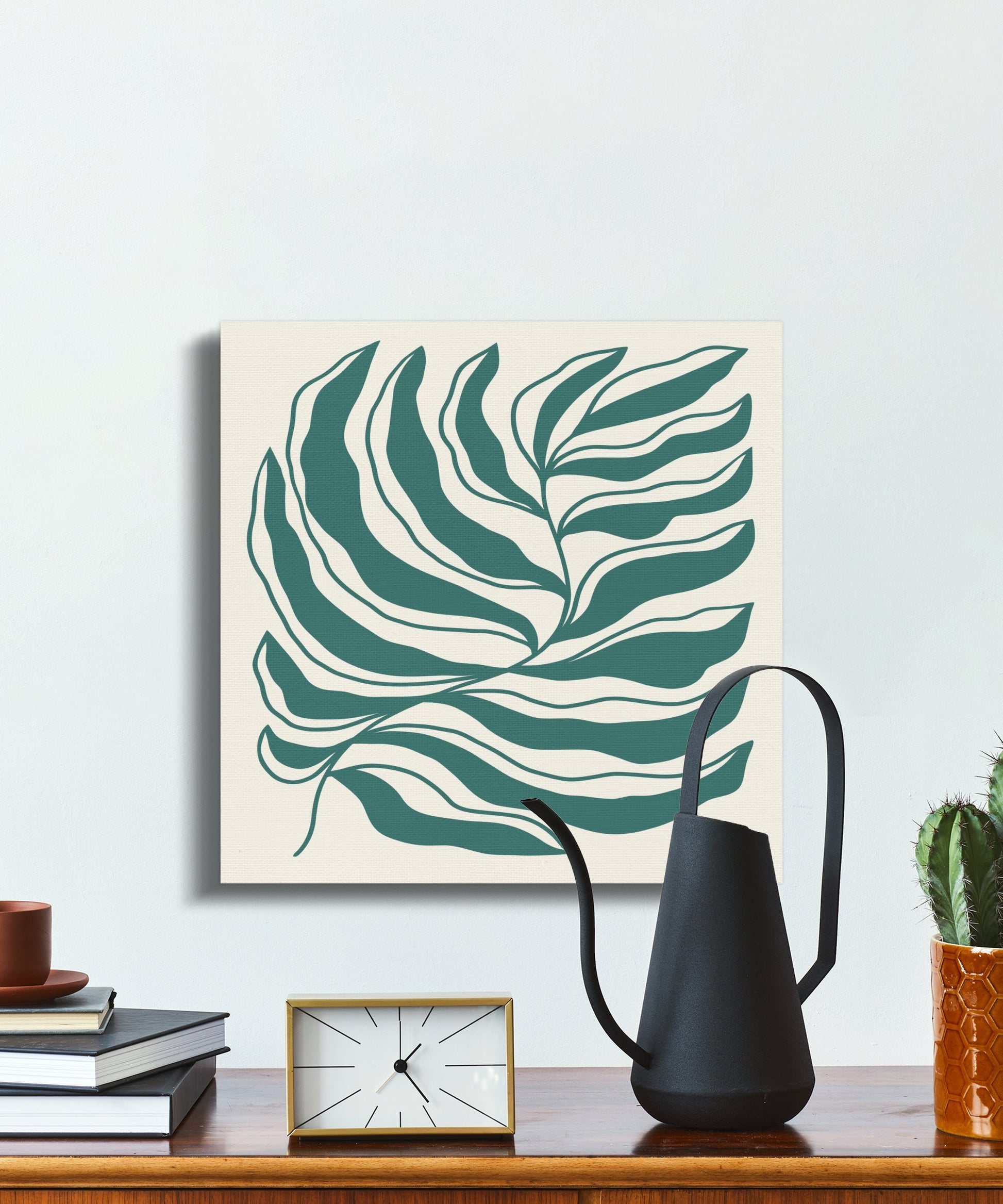 Premium Poster of Tropical Green Leaf Pattern Floral Wall Art Canvas Wraps