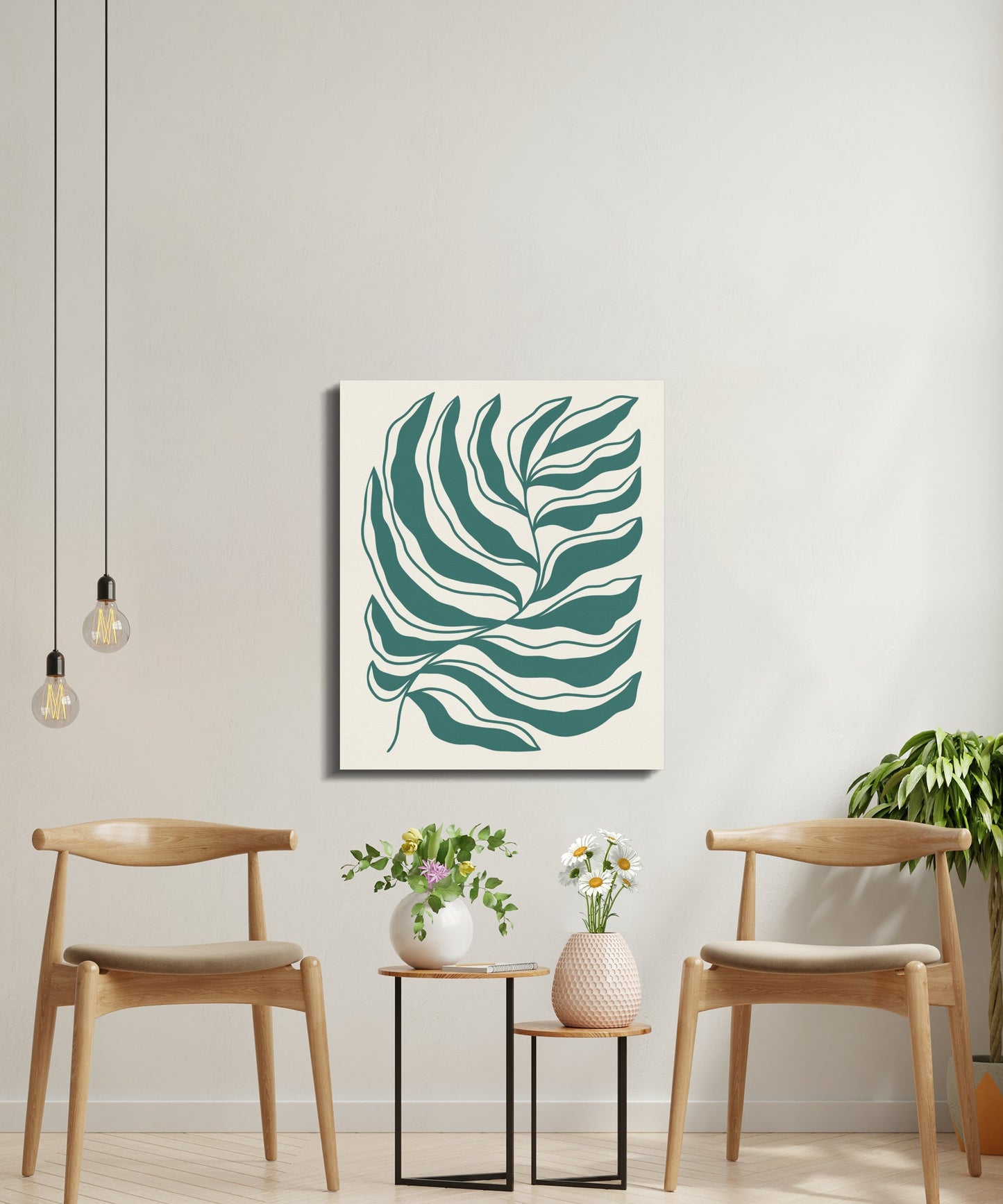 Premium Poster of Tropical Green Leaf Pattern Floral Wall Art Canvas Wraps