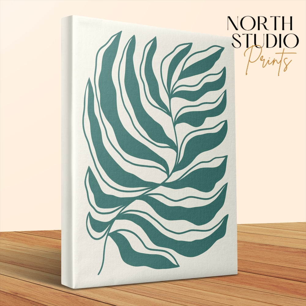 Premium Poster of Tropical Green Leaf Pattern Floral Wall Art Canvas Wraps