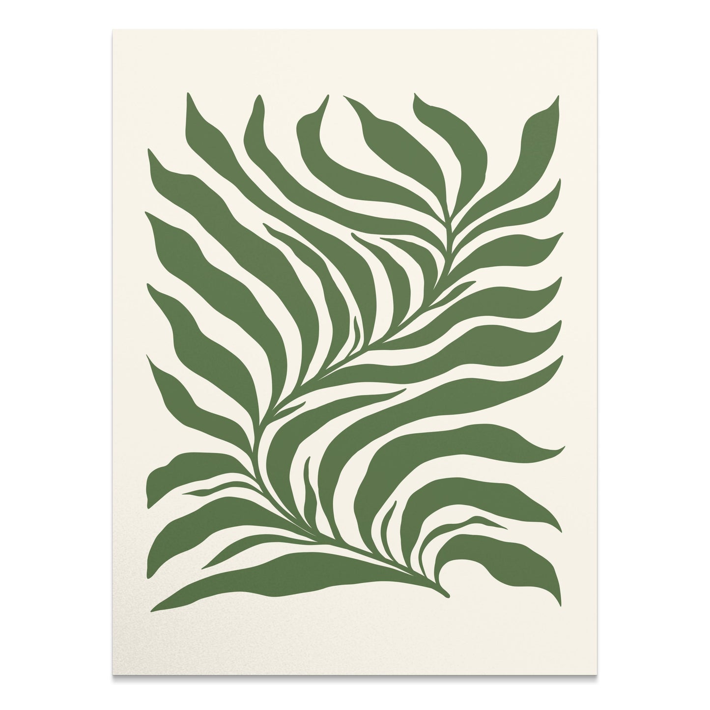 Premium Poster of Tropical Leaf Pattern Art Green and Beige Aesthetic Posters