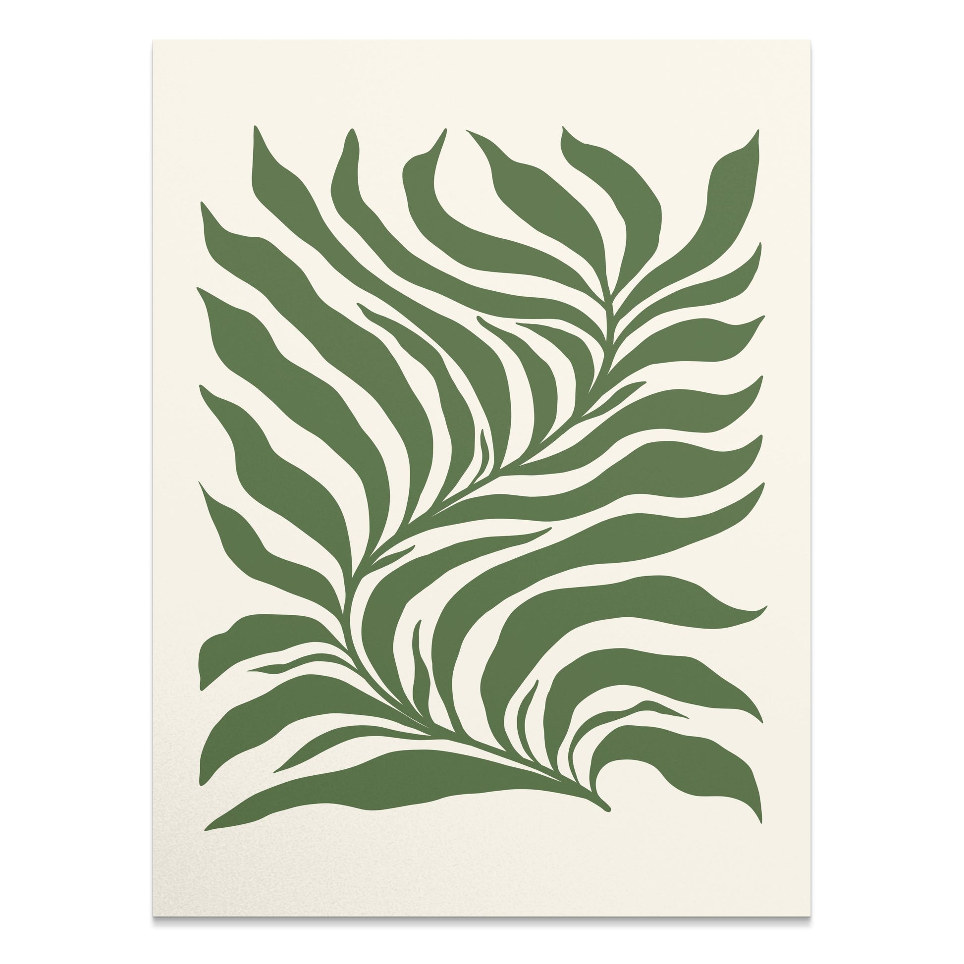 Premium Poster of Tropical Leaf Pattern Art Green and Beige Aesthetic Posters
