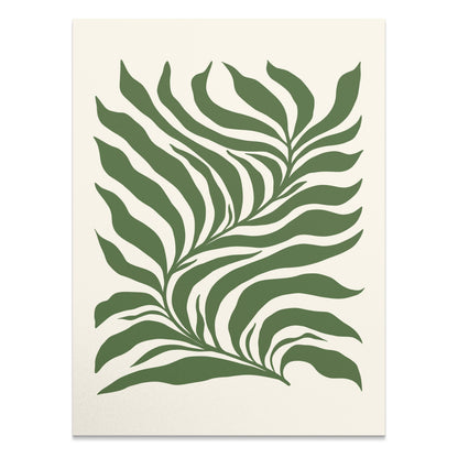 Premium Poster of Tropical Leaf Pattern Art Green and Beige Aesthetic Posters
