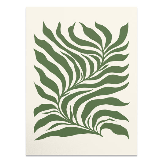 Premium Poster of Tropical Leaf Pattern Art Green and Beige Aesthetic Posters