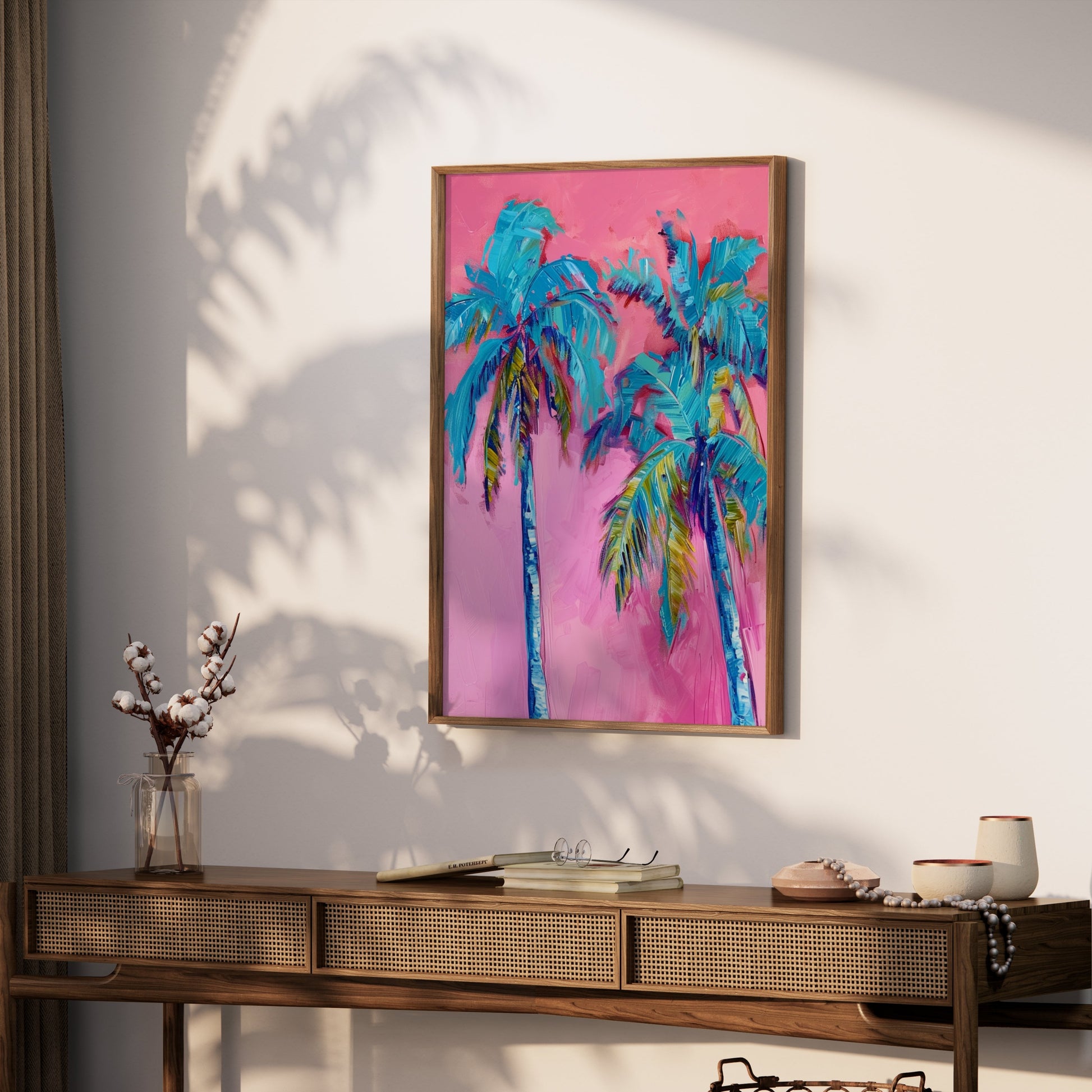 Premium Poster of Tropical Palm Trees Vibrant Colors Wall Art Posters