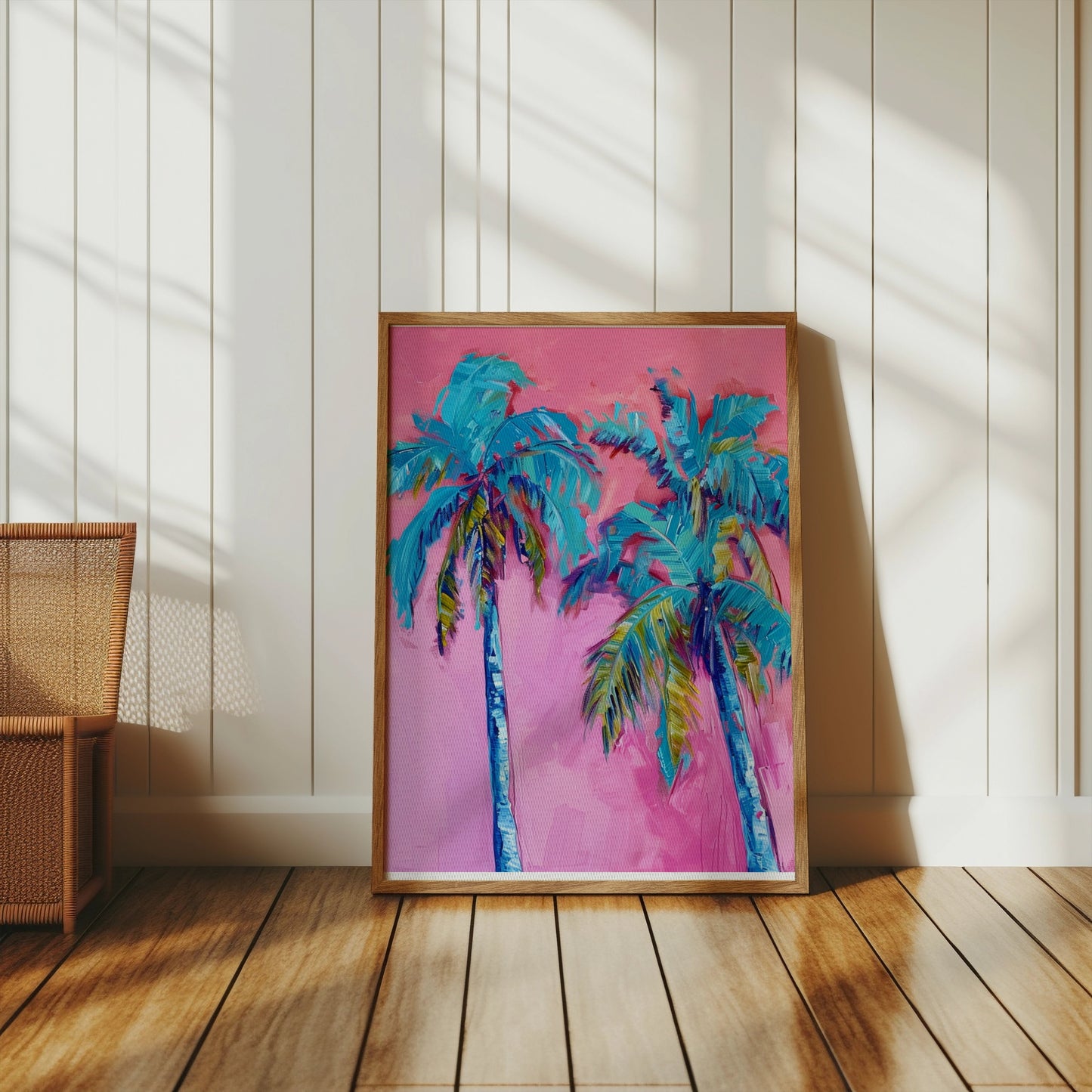 Premium Poster of Tropical Palm Trees Vibrant Colors Wall Art Posters
