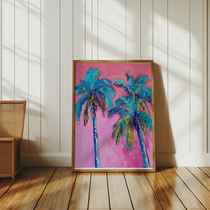 Premium Poster of Tropical Palm Trees Vibrant Colors Wall Art Posters