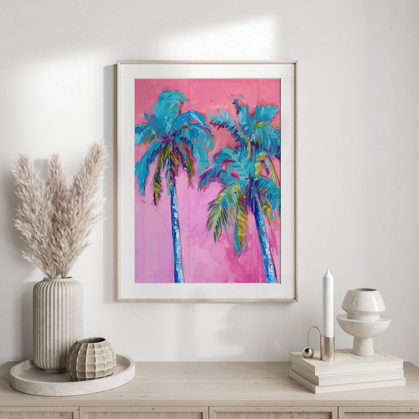 Premium Poster of Tropical Palm Trees Vibrant Colors Wall Art Posters