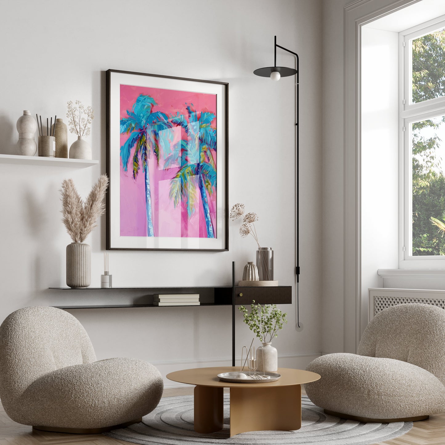 Premium Poster of Tropical Palm Trees Vibrant Colors Wall Art Posters