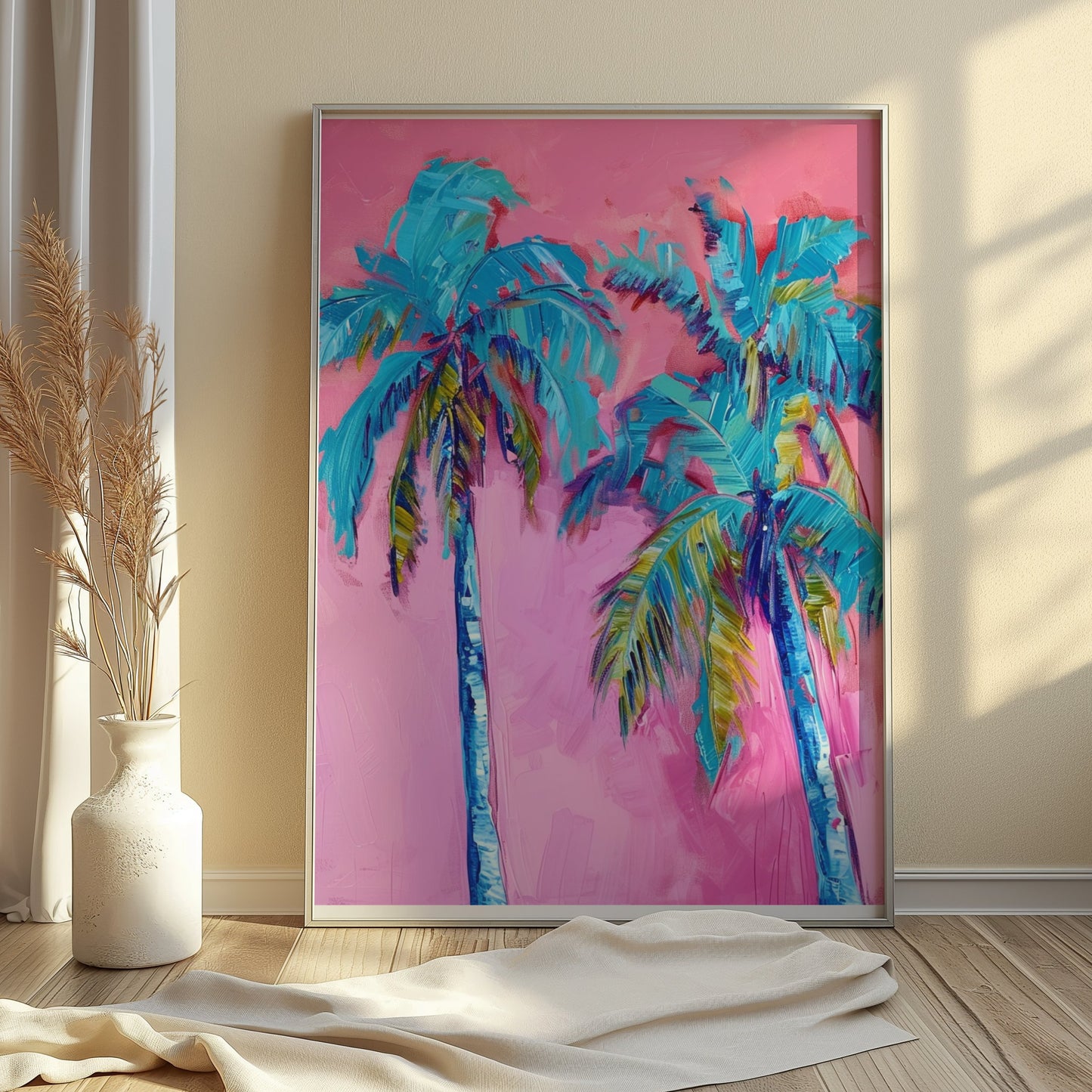 Premium Poster of Tropical Palm Trees Vibrant Colors Wall Art Posters