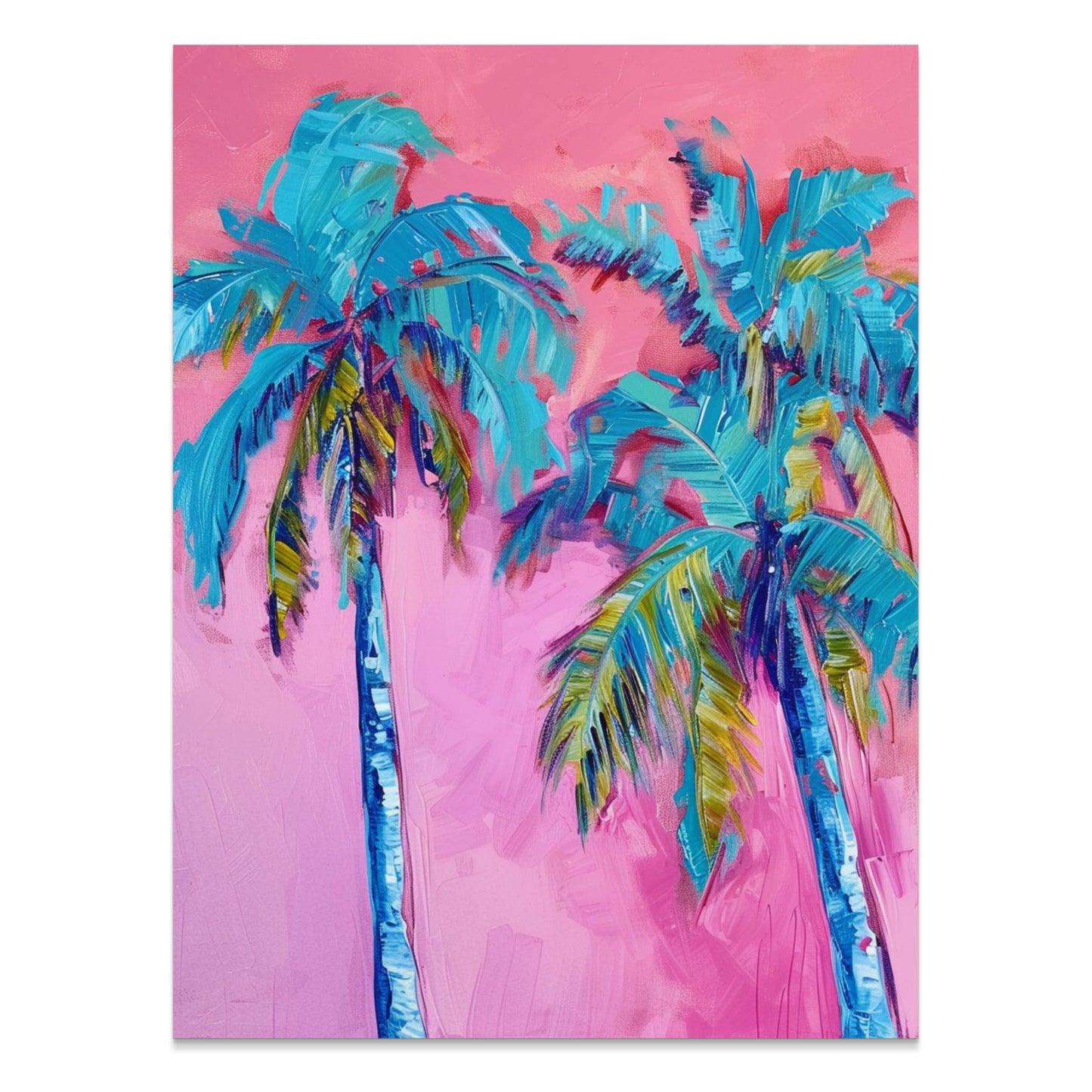 Premium Poster of Tropical Palm Trees Vibrant Colors Wall Art Posters
