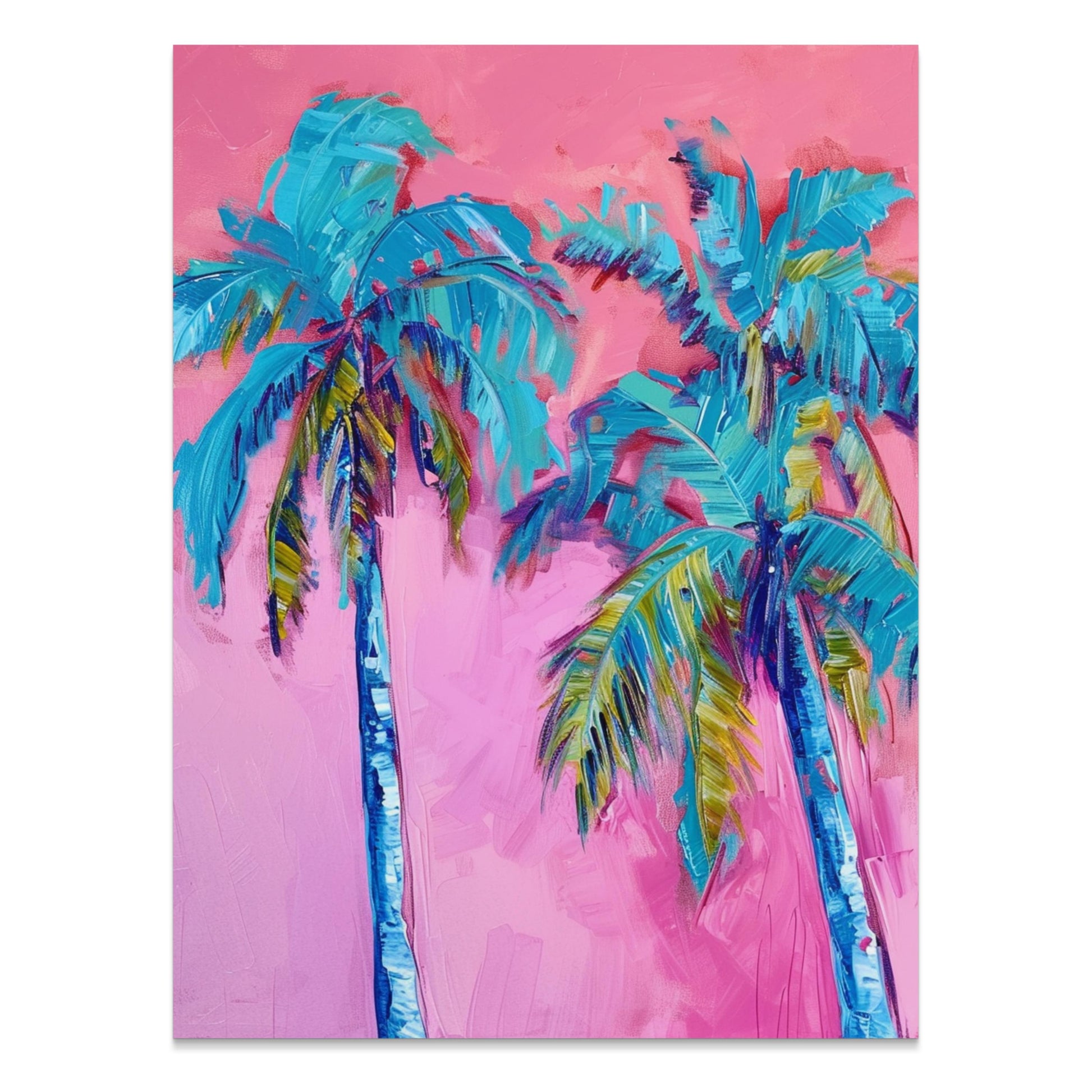 Premium Poster of Tropical Palm Trees Vibrant Colors Wall Art Posters