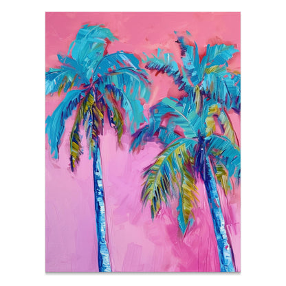 Premium Poster of Tropical Palm Trees Vibrant Colors Wall Art Posters