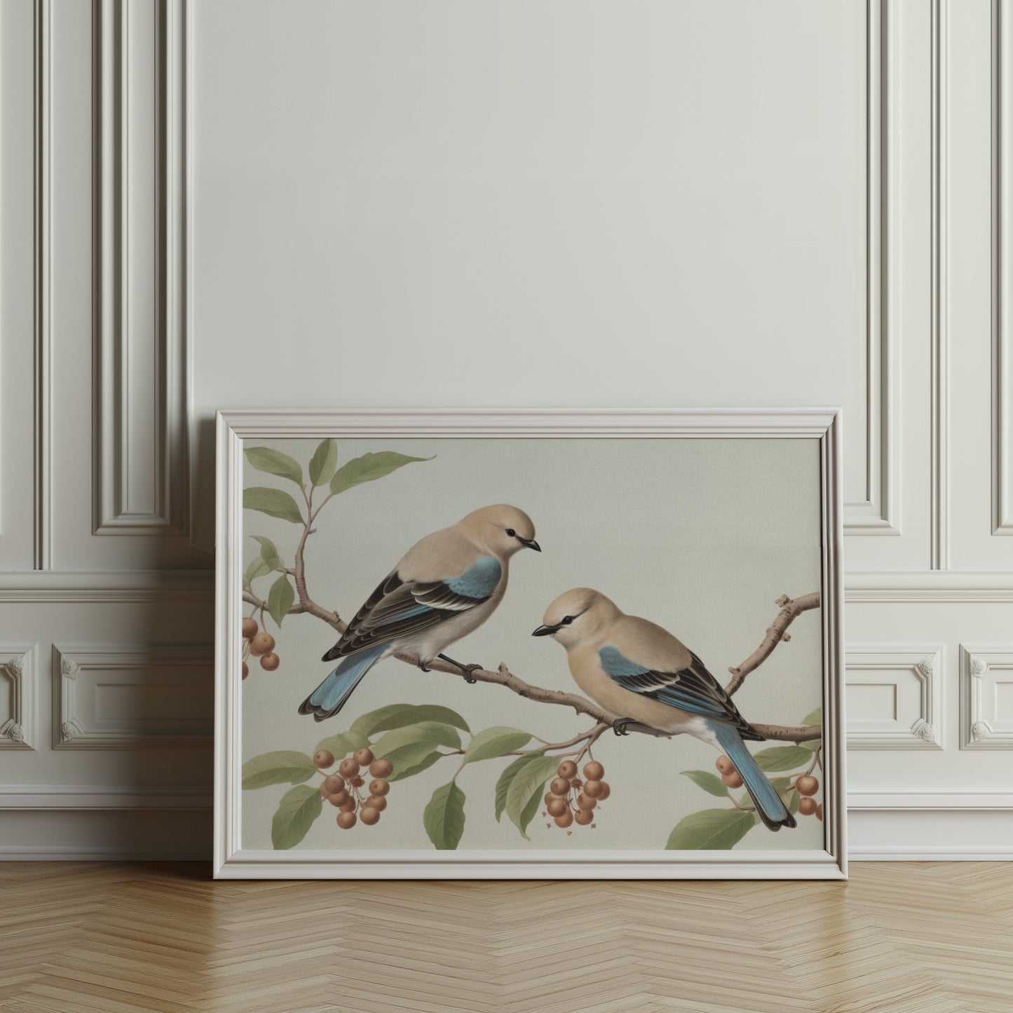 Premium Poster of Two Birds on Tree Branch Art Prints Wall Posters