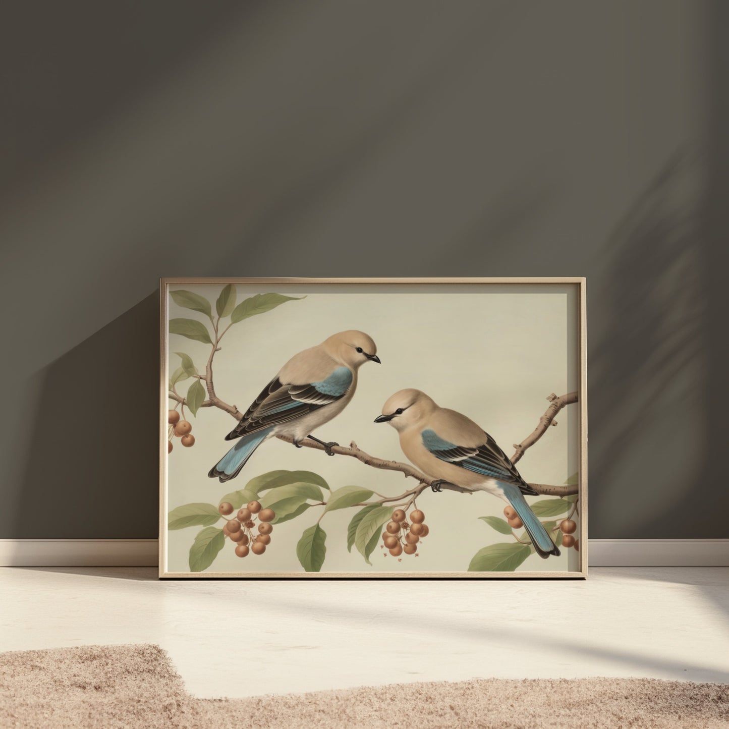 Premium Poster of Two Birds on Tree Branch Art Prints Wall Posters