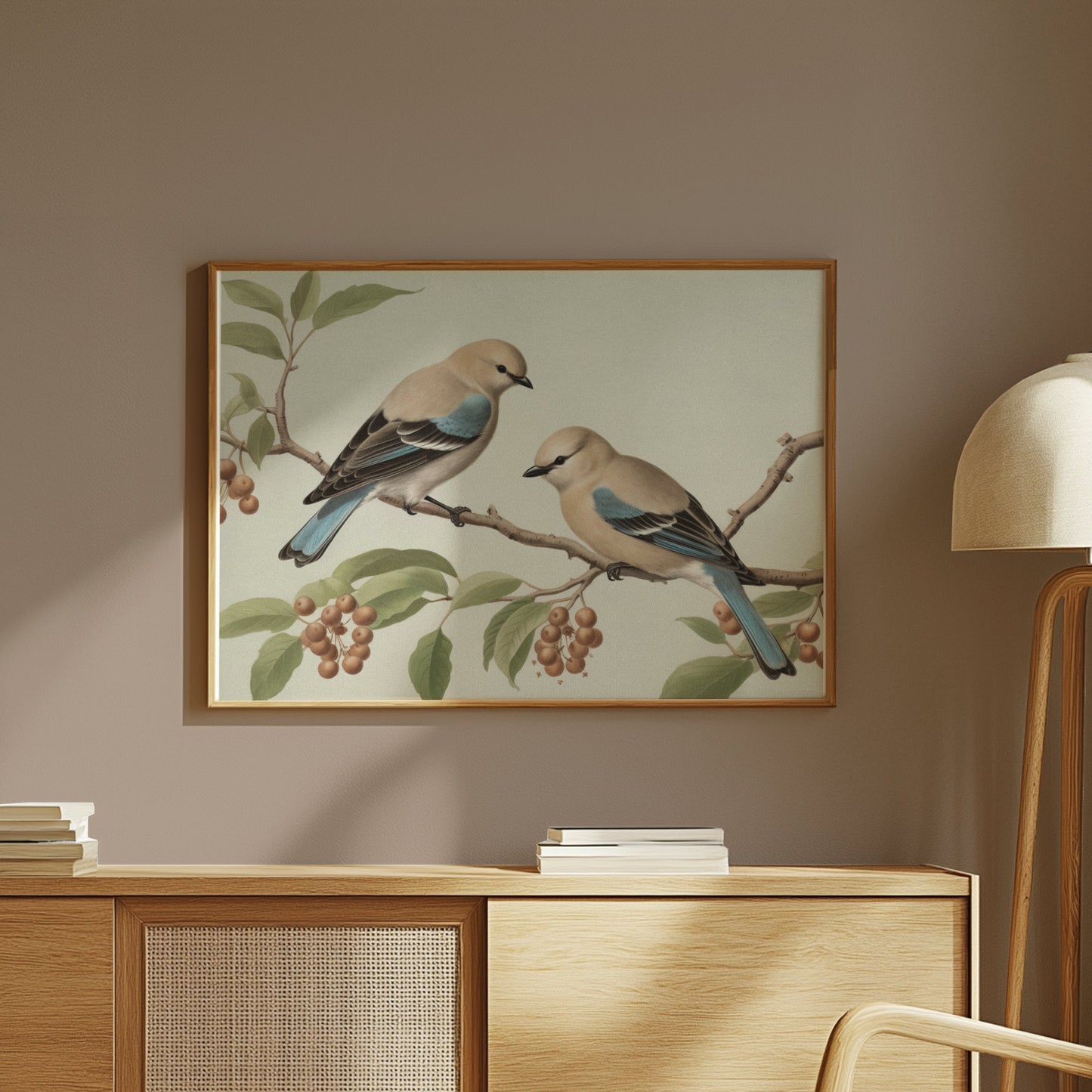 Premium Poster of Two Birds on Tree Branch Art Prints Wall Posters