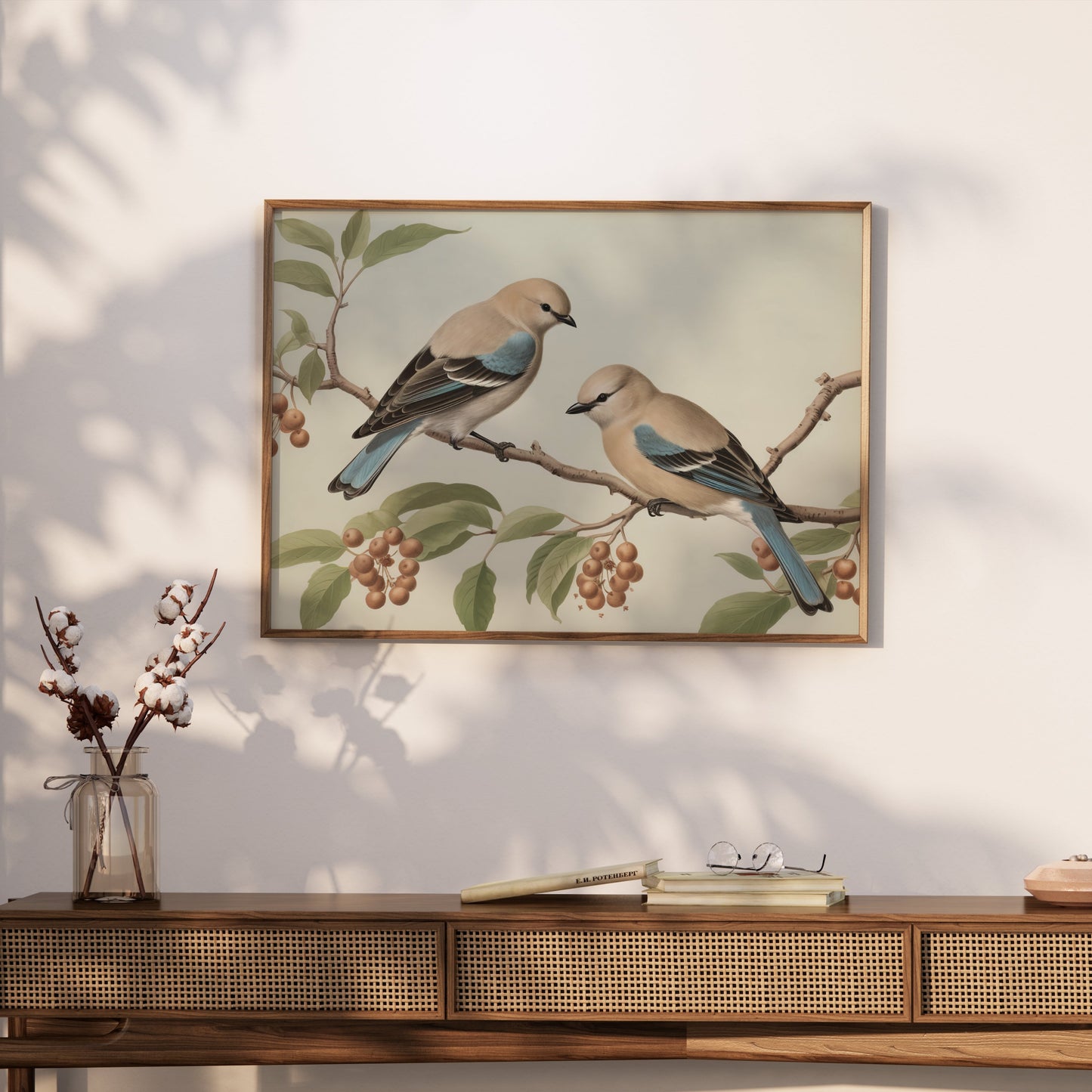 Premium Poster of Two Birds on Tree Branch Art Prints Wall Posters