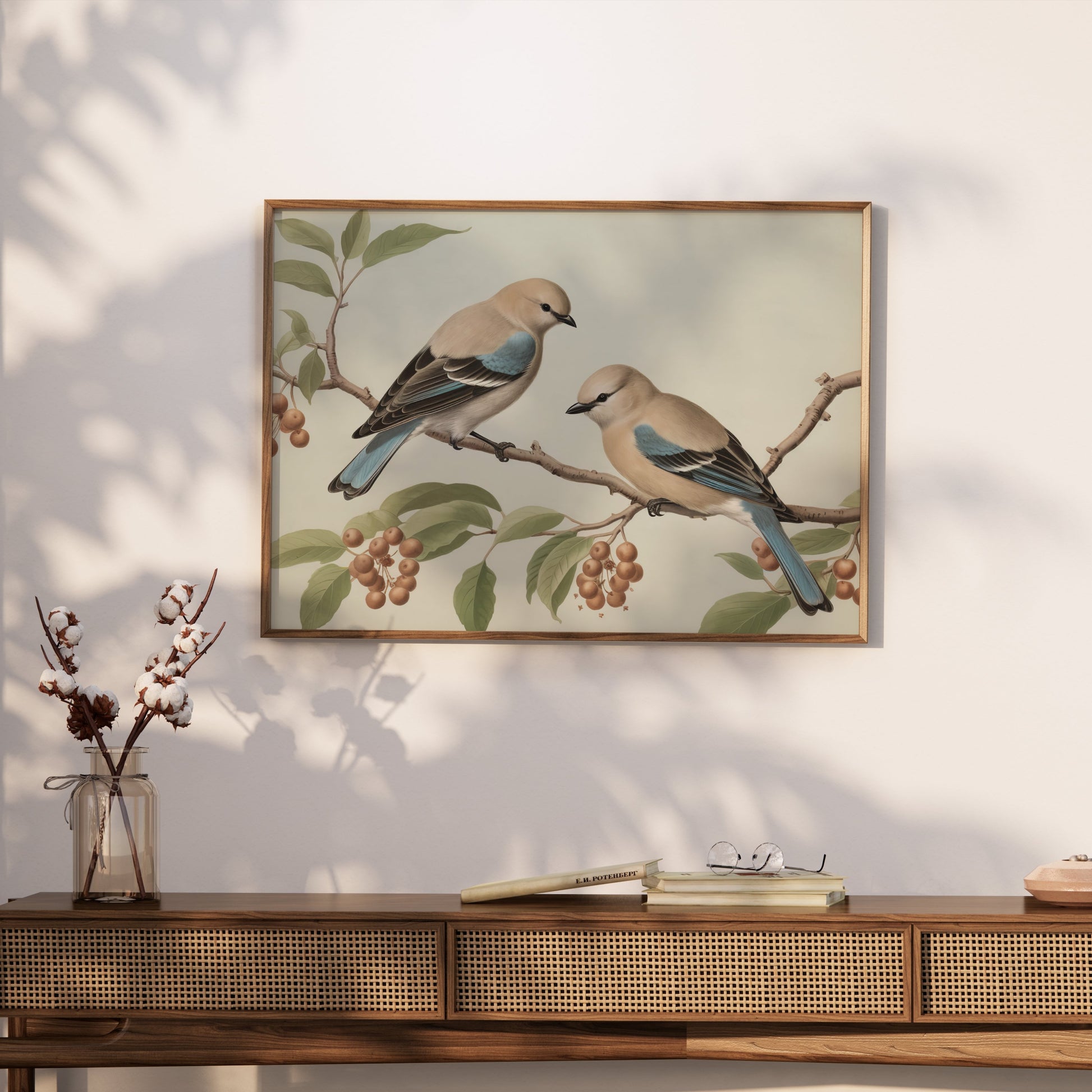 Premium Poster of Two Birds on Tree Branch Art Prints Wall Posters