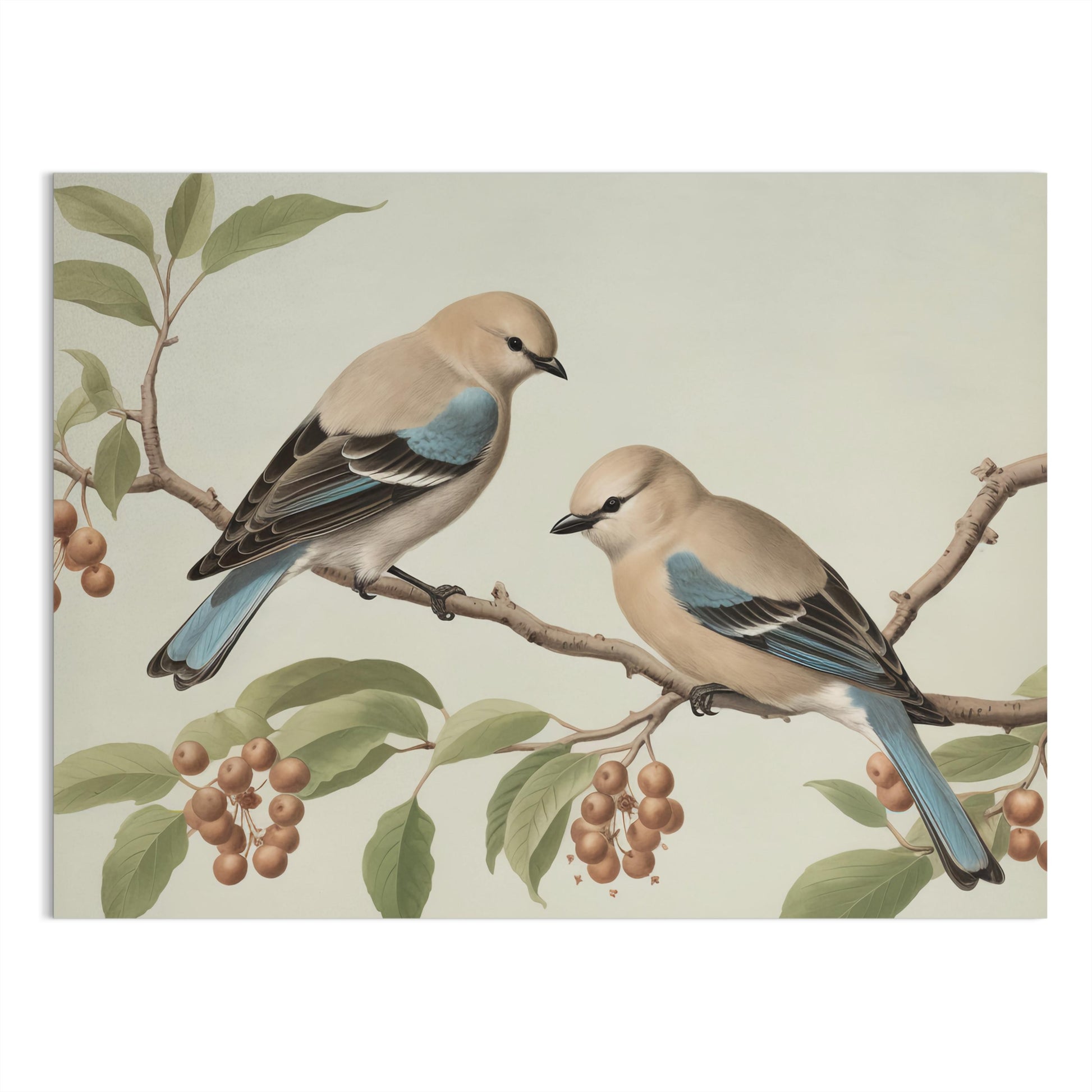 Premium Poster of Two Birds on Tree Branch Art Prints Wall Posters