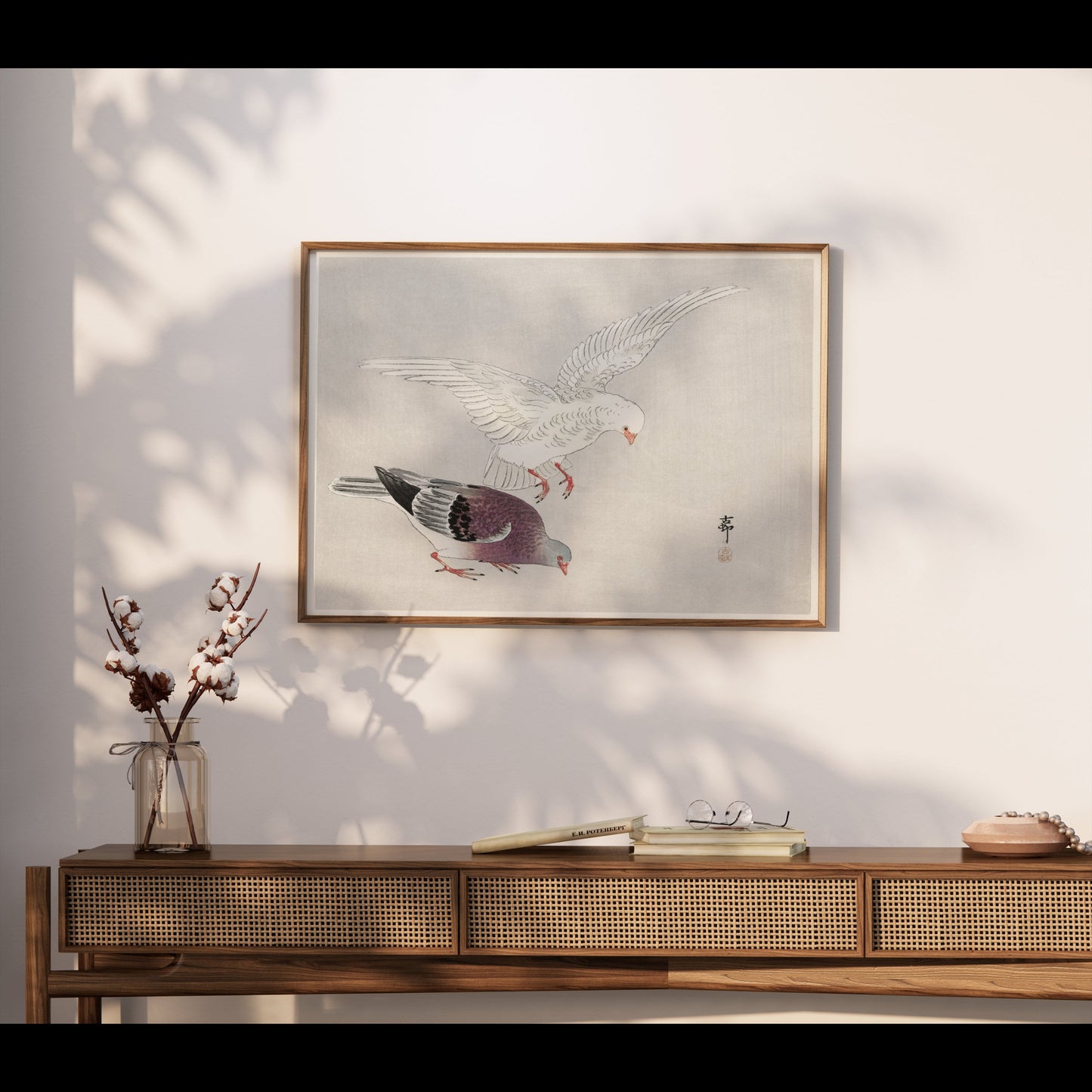 Premium Poster of Two Elegant Birds In Traditional Japanese Art Posters