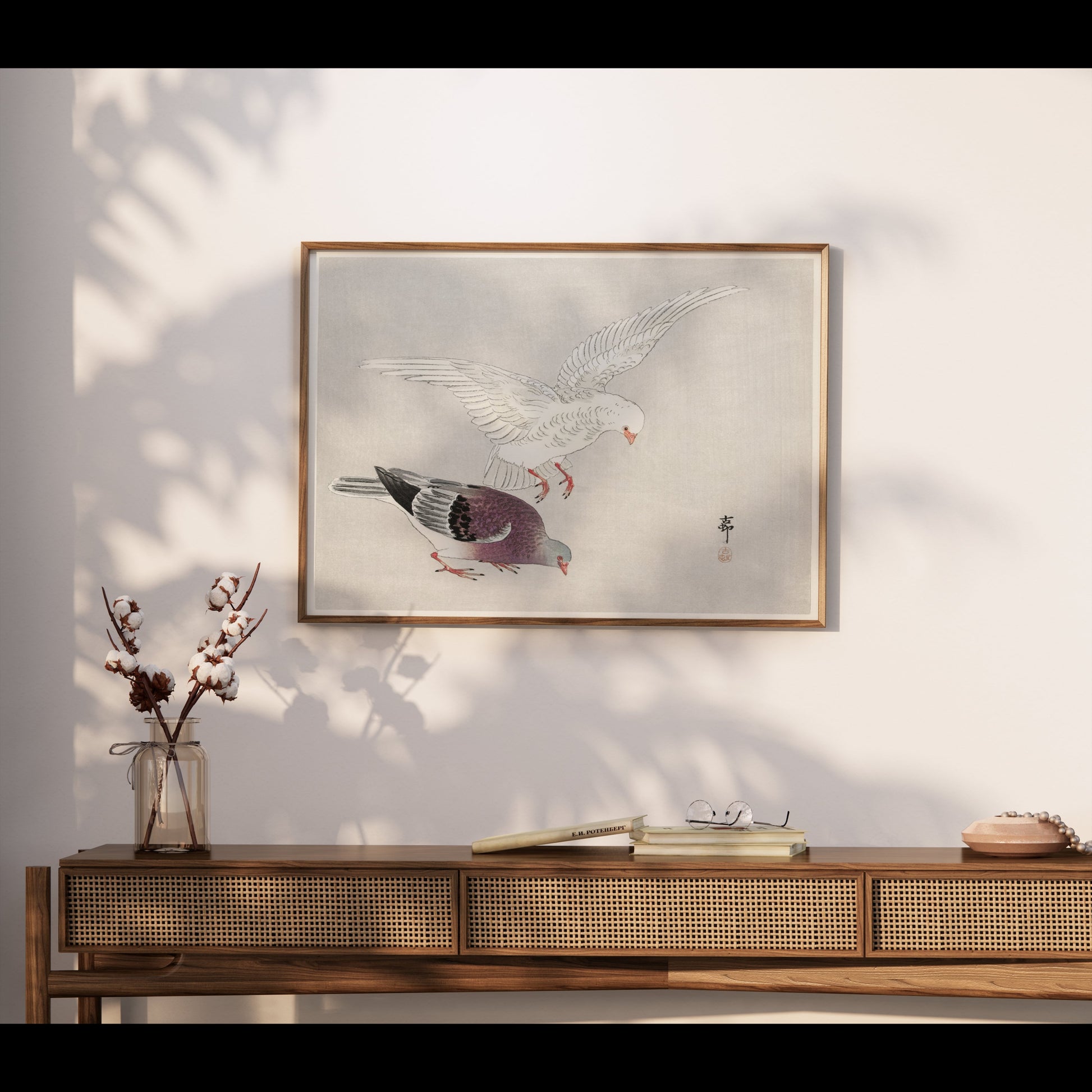 Premium Poster of Two Elegant Birds In Traditional Japanese Art Posters