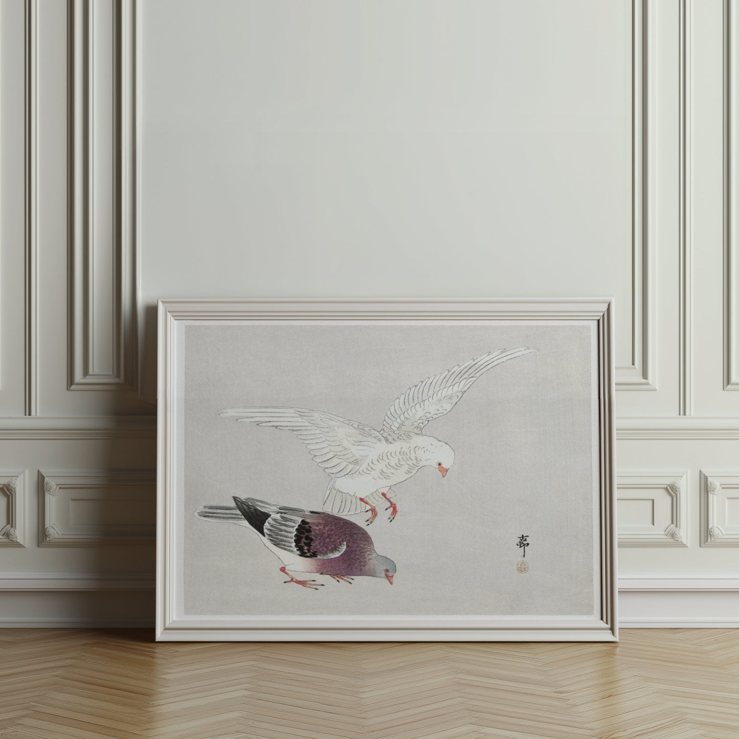 Premium Poster of Two Elegant Birds In Traditional Japanese Art Posters