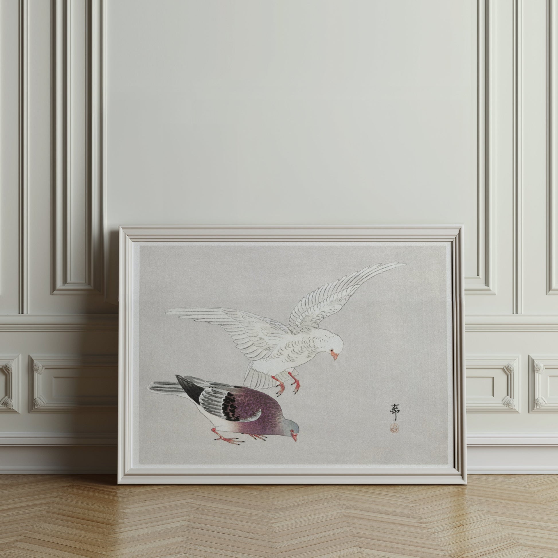 Premium Poster of Two Elegant Birds In Traditional Japanese Art Posters