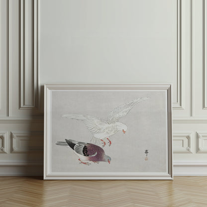 Premium Poster of Two Elegant Birds In Traditional Japanese Art Posters