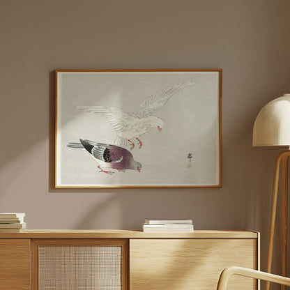 Premium Poster of Two Elegant Birds In Traditional Japanese Art Posters