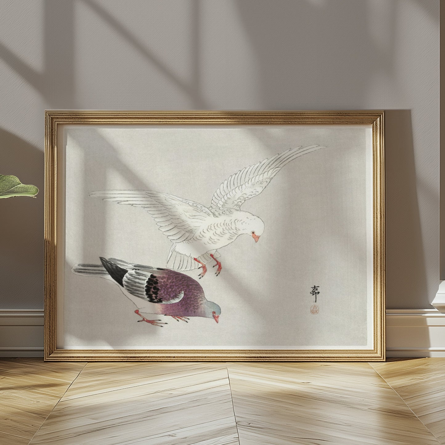 Premium Poster of Two Elegant Birds In Traditional Japanese Art Posters