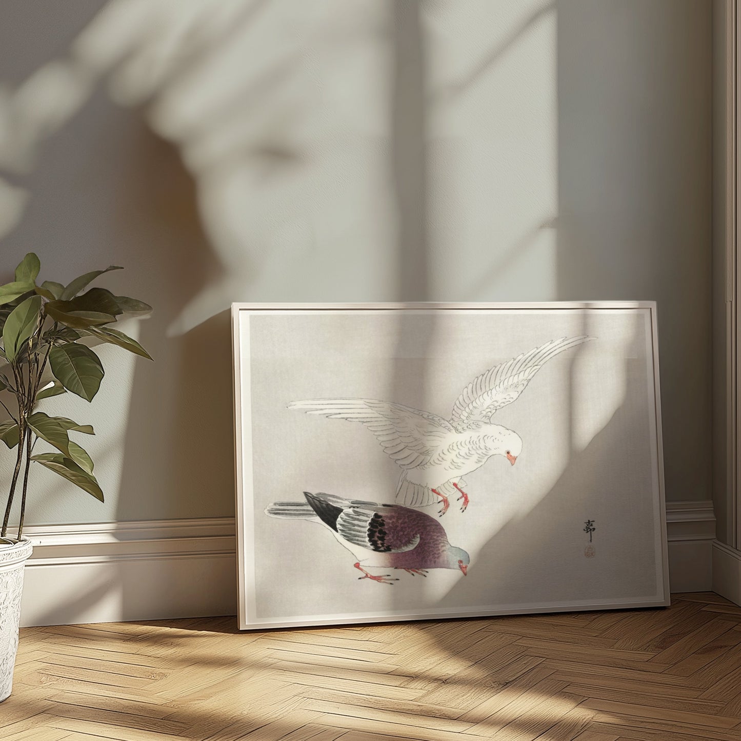 Premium Poster of Two Elegant Birds In Traditional Japanese Art Posters
