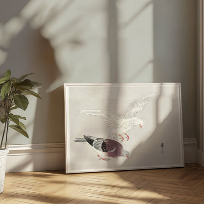 Premium Poster of Two Elegant Birds In Traditional Japanese Art Posters