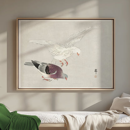 Premium Poster of Two Elegant Birds In Traditional Japanese Art Posters