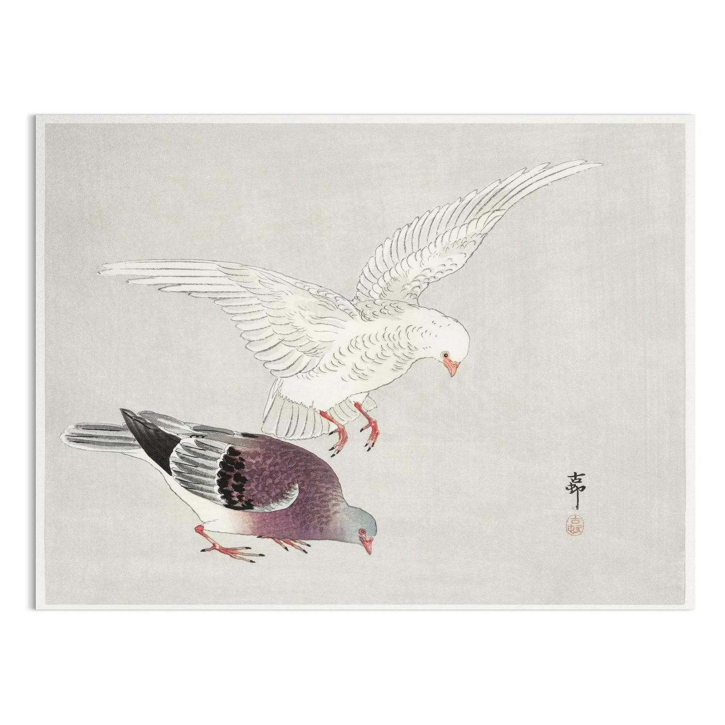 Premium Poster of Two Elegant Birds In Traditional Japanese Art Posters