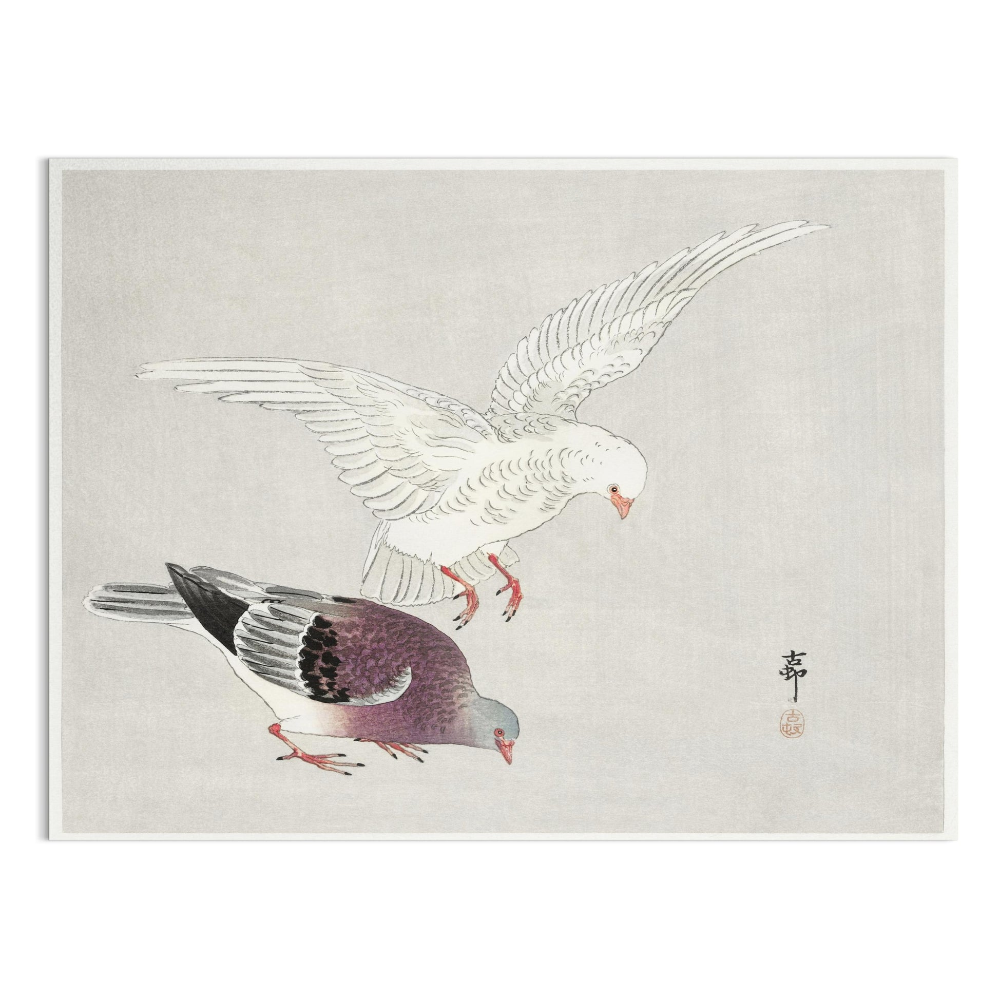 Premium Poster of Two Elegant Birds In Traditional Japanese Art Posters