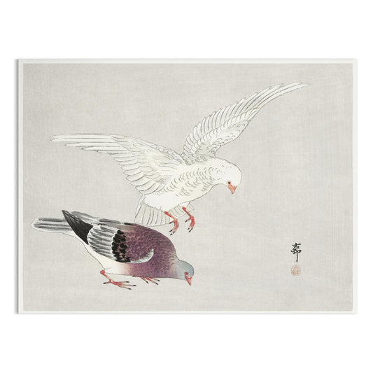Premium Poster of Two Elegant Birds In Traditional Japanese Art Posters