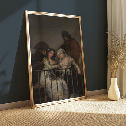 Premium Poster of Two Mysterious Women on Balcony Classic Art Posters