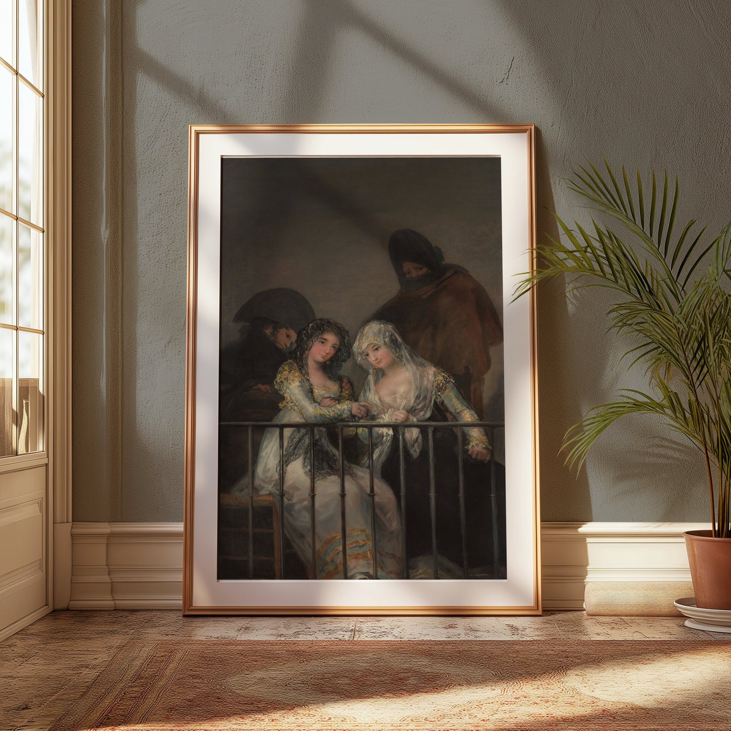 Premium Poster of Two Mysterious Women on Balcony Classic Art Posters