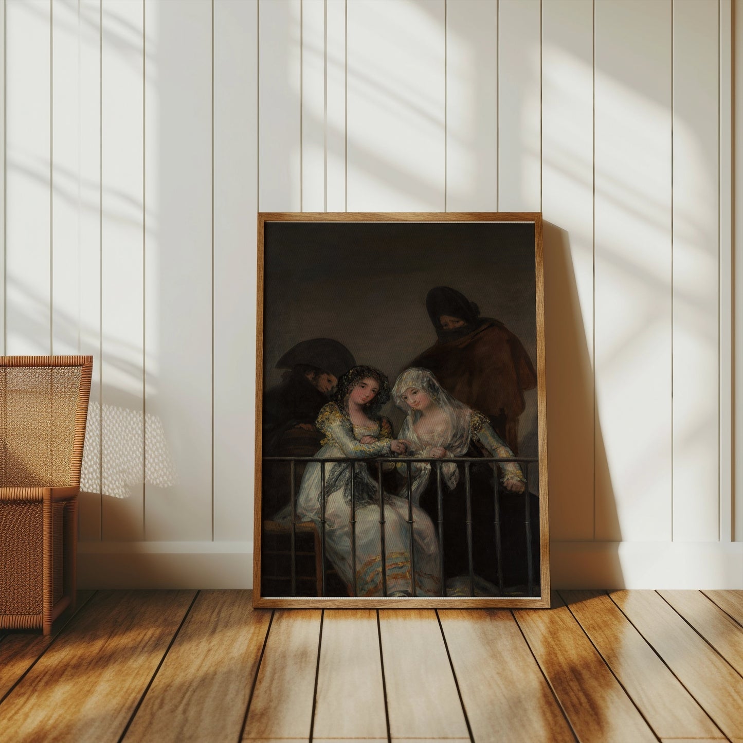 Premium Poster of Two Mysterious Women on Balcony Classic Art Posters