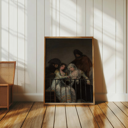Premium Poster of Two Mysterious Women on Balcony Classic Art Posters