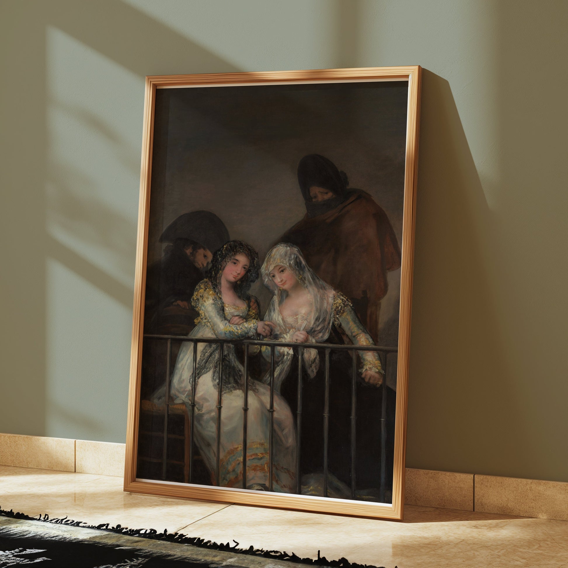 Premium Poster of Two Mysterious Women on Balcony Classic Art Posters