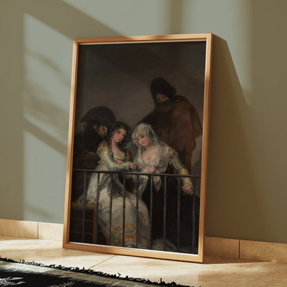 Premium Poster of Two Mysterious Women on Balcony Classic Art Posters
