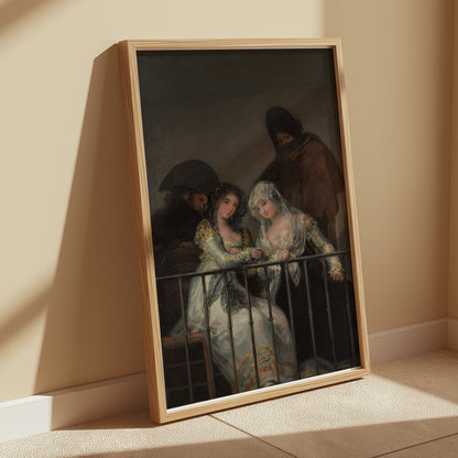 Premium Poster of Two Mysterious Women on Balcony Classic Art Posters