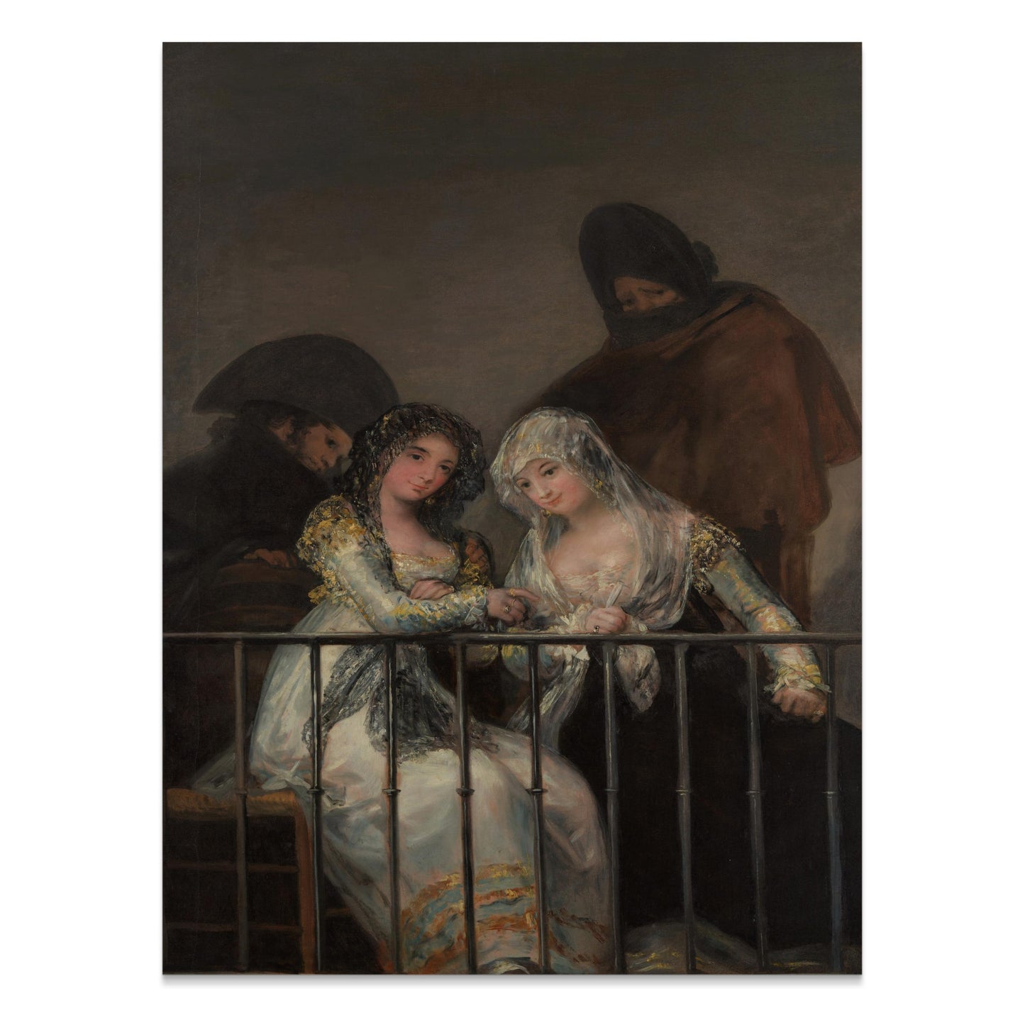 Premium Poster of Two Mysterious Women on Balcony Classic Art Posters