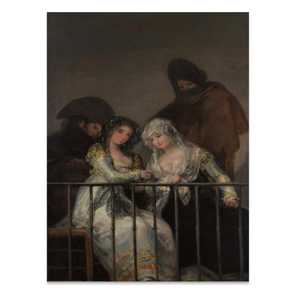 Premium Poster of Two Mysterious Women on Balcony Classic Art Posters