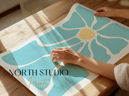Premium Poster of Unique Abstract Blue Flower Art Print Posters