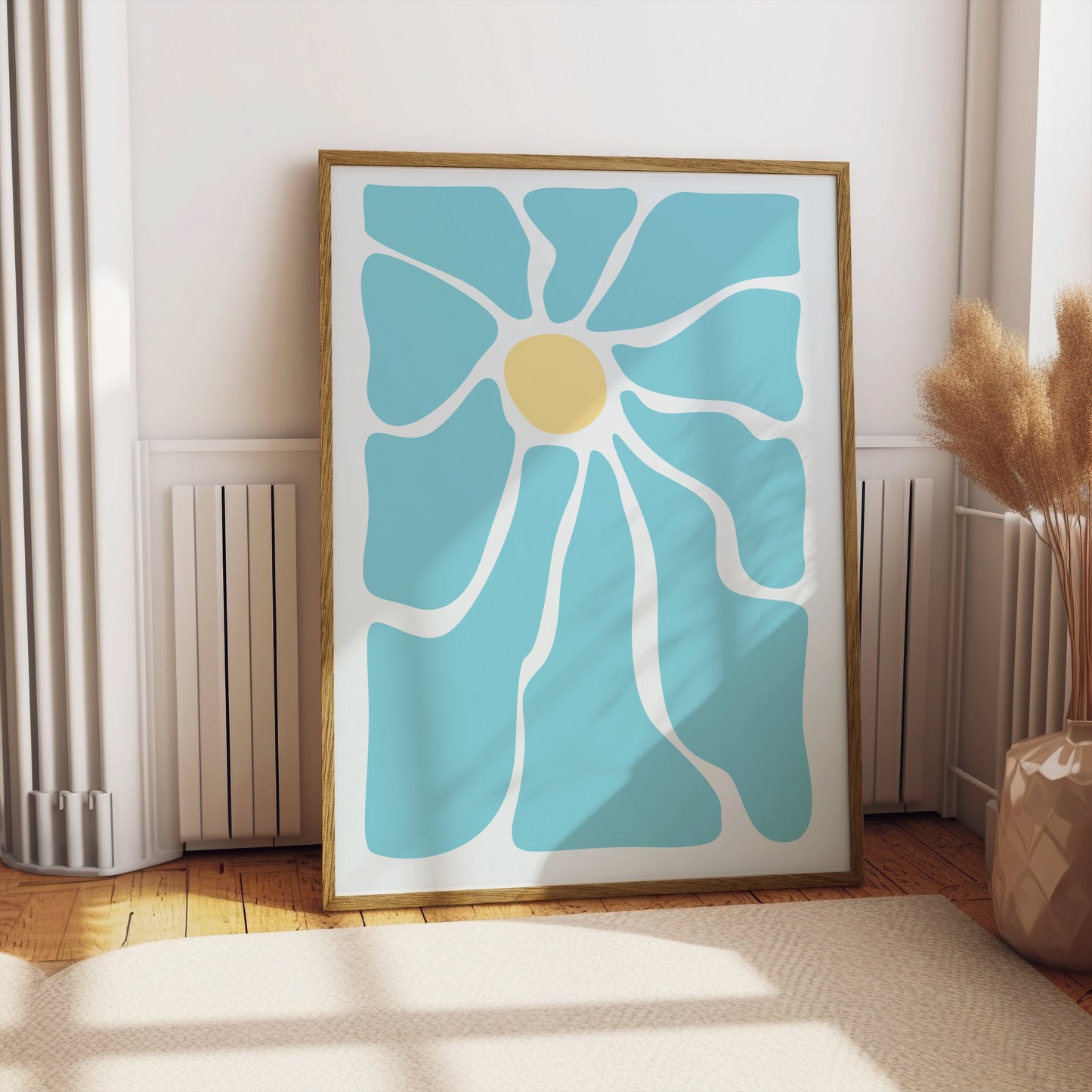 Premium Poster of Unique Abstract Blue Flower Art Print Posters