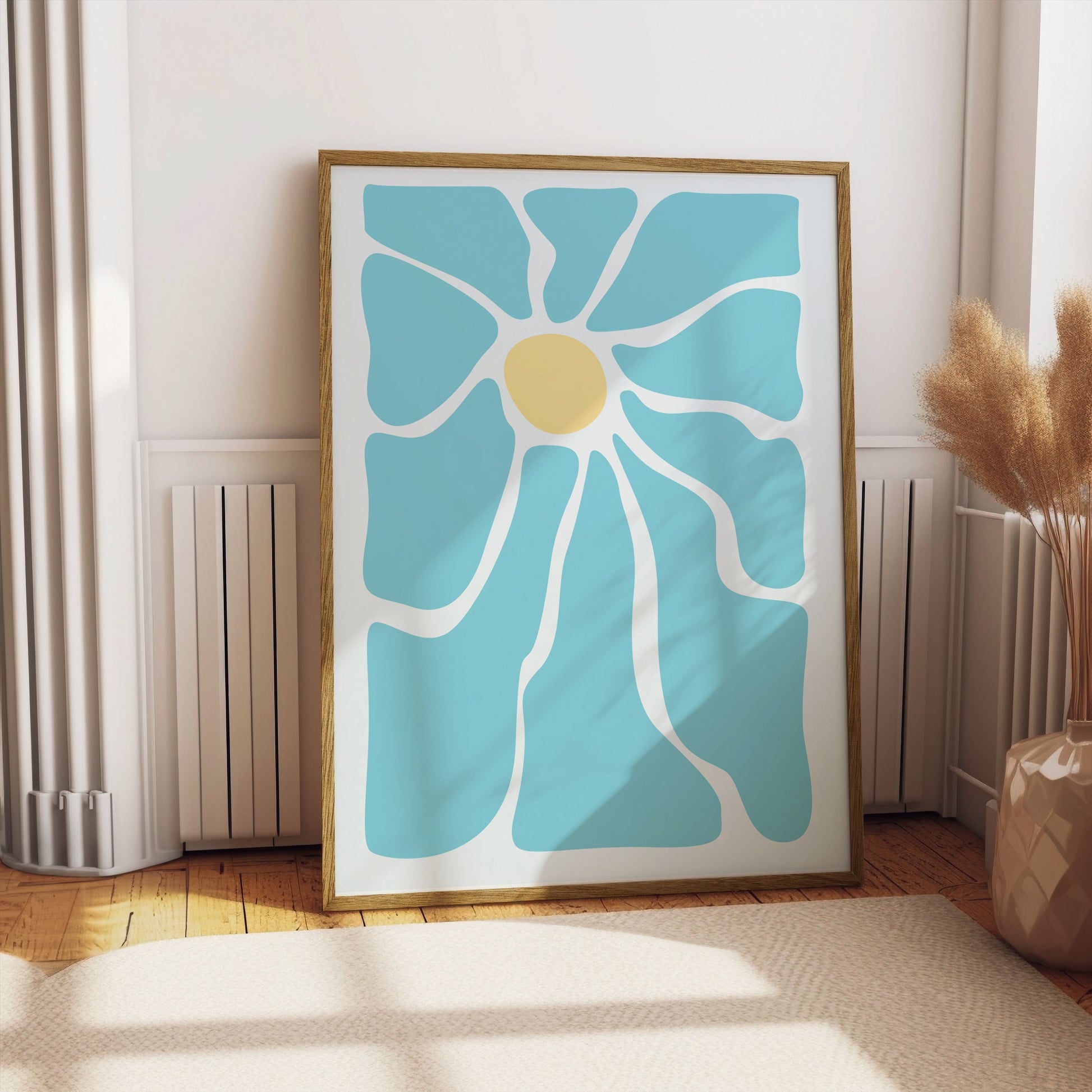 Premium Poster of Unique Abstract Blue Flower Art Print Posters