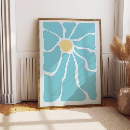 Premium Poster of Unique Abstract Blue Flower Art Print Posters