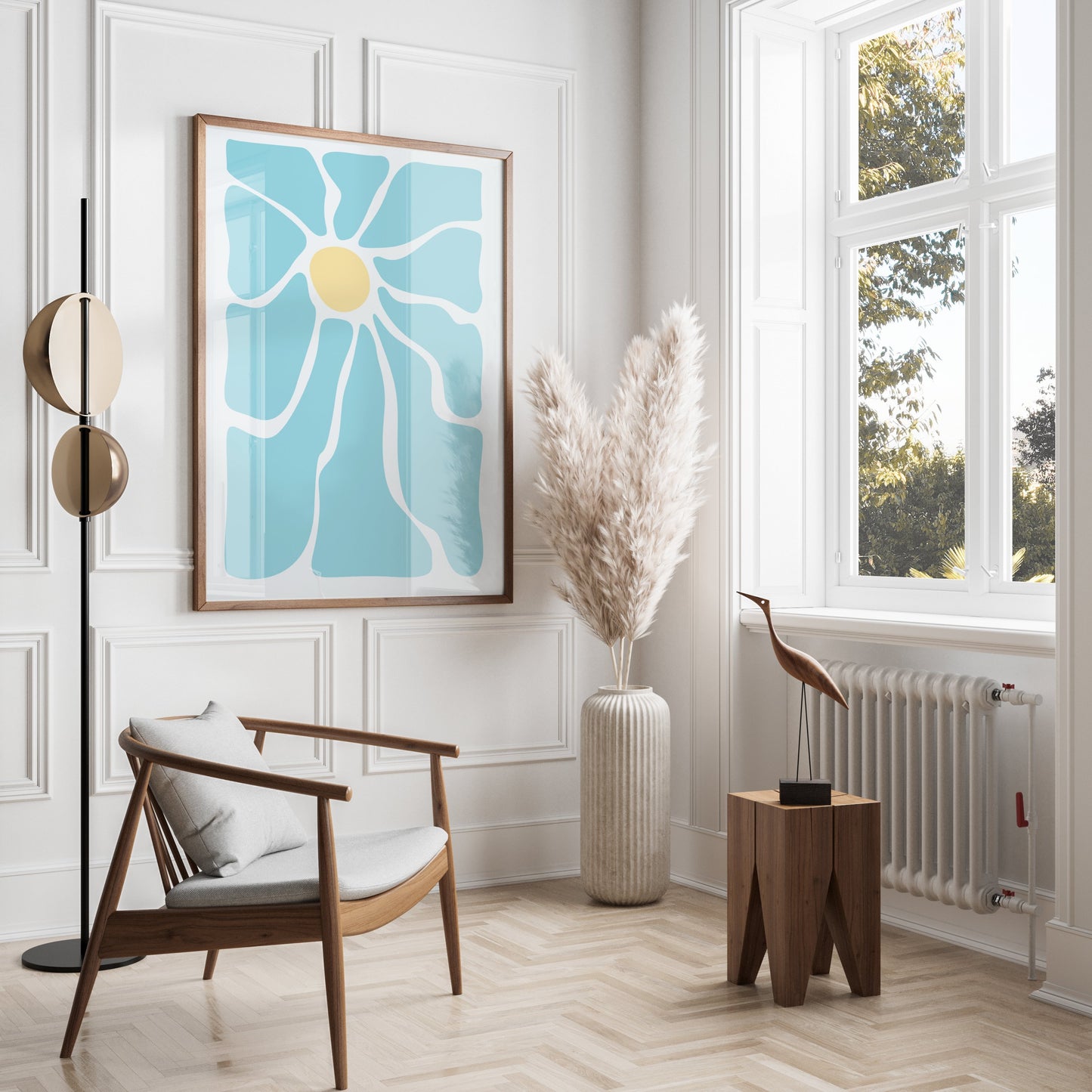 Premium Poster of Unique Abstract Blue Flower Art Print Posters