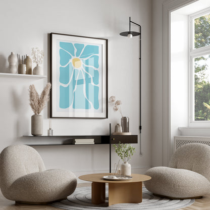 Premium Poster of Unique Abstract Blue Flower Art Print Posters